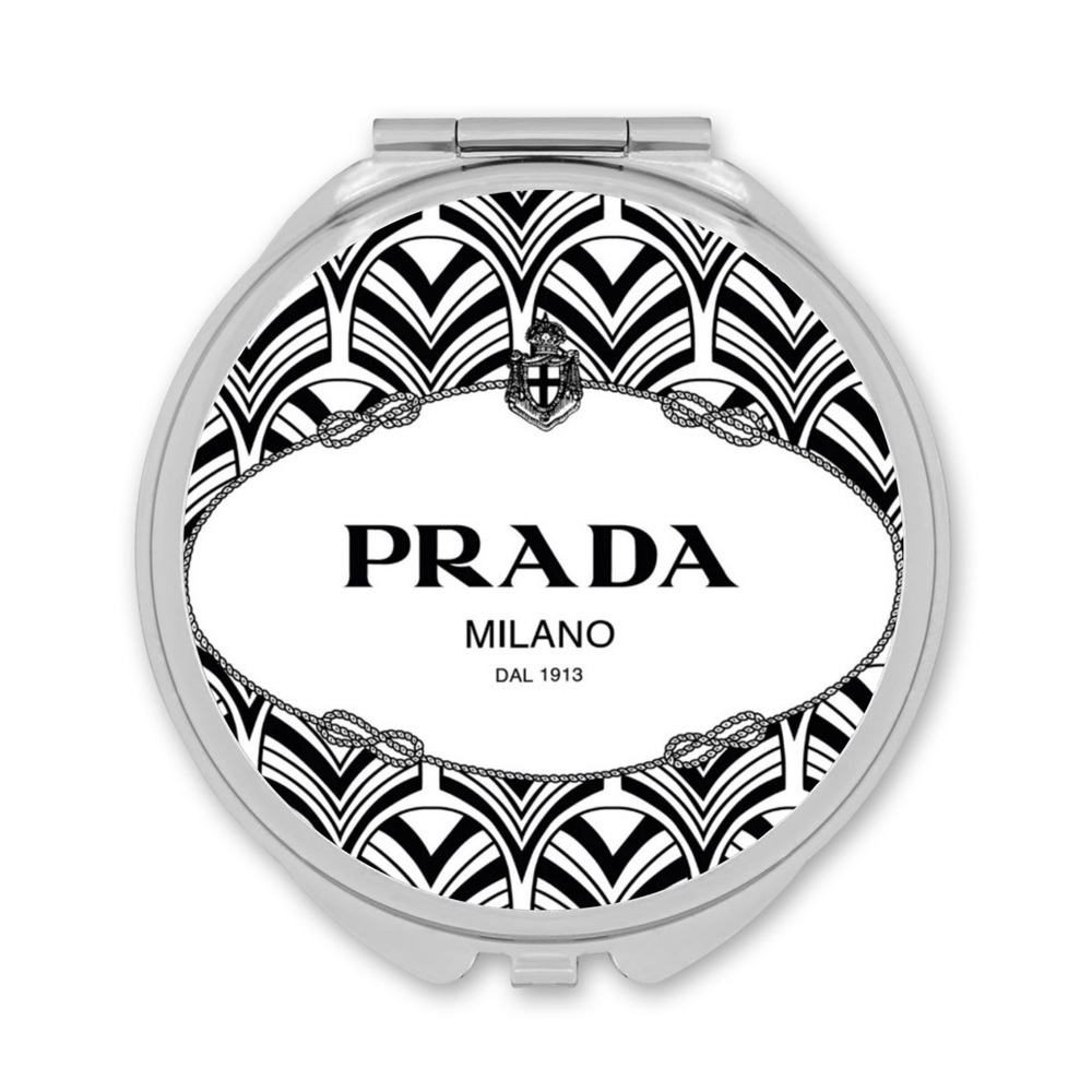 HANDMADE FASHION Round Silver Double Sided Compact Mirror